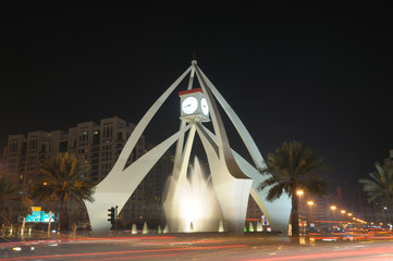 Wall Mural - Tower Clock Roundabout in Dubai United Arab Emirates