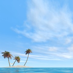 Wall Mural - High resolution conceptual island with palm trees