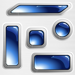 Brushed steel banners and buttons