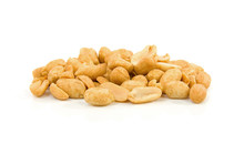 Pile Of Salted Peanuts Over White Background