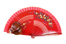 Fan With Castanets Isolated On The White Background