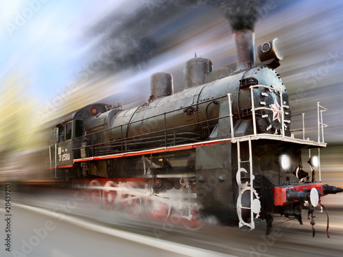 Naklejka - mata magnetyczna na lodówkę locomotive in motion blur