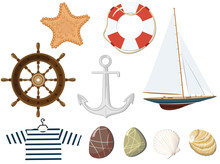 Set Of The Marine Objects. Vector