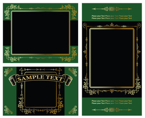 Wall Mural - gold-framed labels and background on different topics