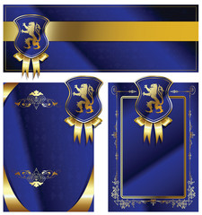 Wall Mural - gold-framed labels and background on different topics