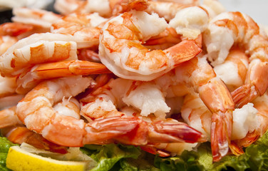 Fresh Boiled Shrimp and Lemon Slice