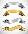 Set of gold and silver vector ribbons for your text