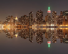 New York City Skyline At Night Light, Midtown Manhattan