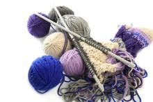 Knitting Tools With Wool Thread Balls