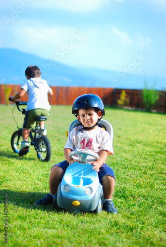 kids playing with trucks