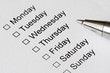 Days of week with checkboxes to mark meeting