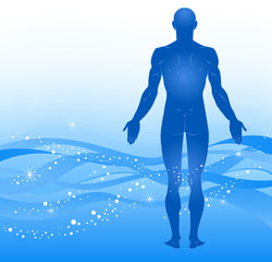 Male silhouette. Abstract medical background.