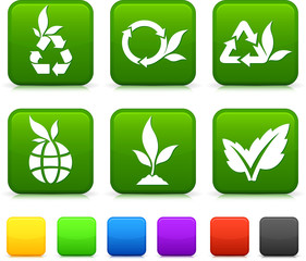 Wall Mural - Nature Environment icons on square internet buttons