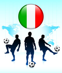 Wall Mural - Italy Flag Icon on Internet Button with Soccer Team