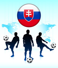 Wall Mural - Slovakia Flag Icon on Internet Button with Soccer Team