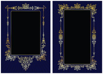 Wall Mural - gold-framed labels and background on different topics