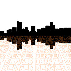 Wall Mural - Denver skyline with perspective text outline foreground