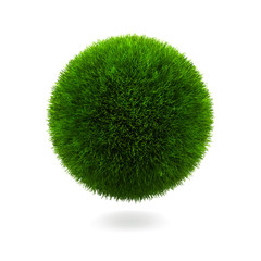 grass sphere isolated on a white background.