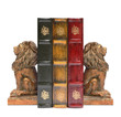 Lion Bookends and Books