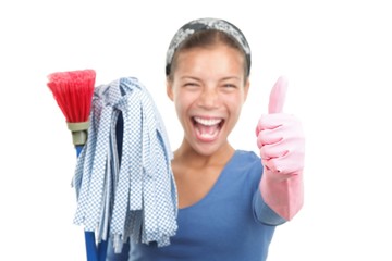 Woman cleaning the house