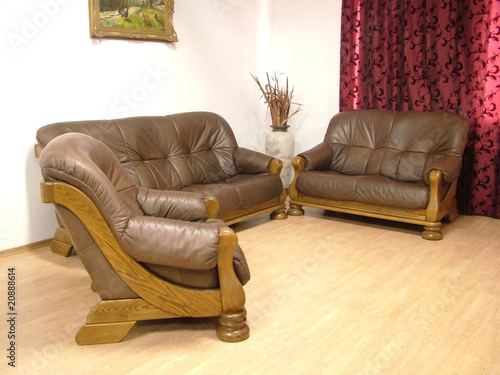 Ledergarnitur Eiche Rustikal 3+2+1 – kaufen Sie dieses Foto und finden