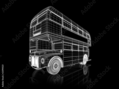 Plakat na papierze fotorealistycznym Autobus dwupokładowy - konstrukcja 3d