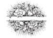 antique flowers banner engraving (vector)