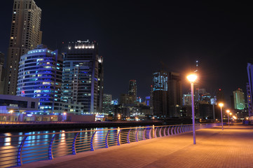 Wall Mural - Promenade in Dubai Marina at night United Arab Emirates