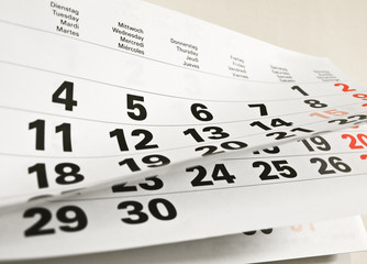 Fototapete - Close up a calendar page