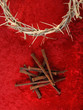 Crown of Thorns and Spikes on Red Background.