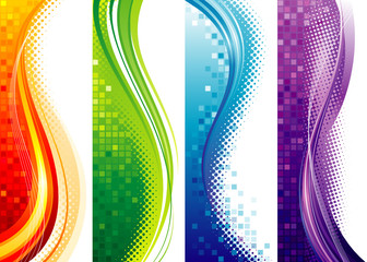 Sticker - Design set of vertical modern backgrounds, vector layered.