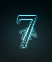 Glowing Font. Shiny Number 7