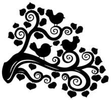 Stylized Branch Silhouette With Birds