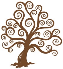 Wall Mural - Stylized brown tree silhouette