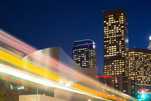 Traffic Motion Blur At Downtown Los Angeles, California