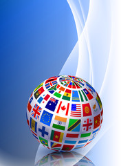 Poster - Flag Globe on Abstract Color Background