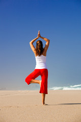 Wall Mural - Young woman making Yoga