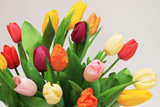 Fototapeta Tulipany - Bukiet kolorowych tulipanów