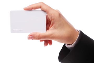 Credit card in woman hand