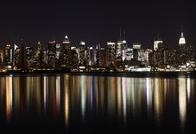 Midtown (West Side) Manhattan At Night (panoramic Photo Made Of