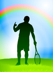 Canvas Print - Tennis Player on Rainbow Background