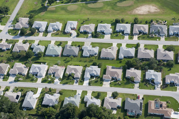 Wall Mural - Aerial view of houses in typical home community