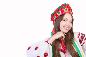 Cute brunette in national costume