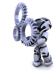 Canvas Print - robot with gear mechanism