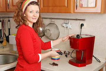 woman with coffee machine