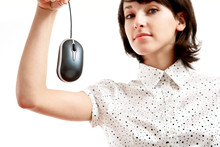 computer mouse hunted by young woman