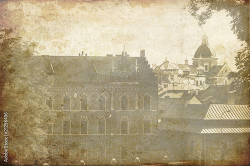 Tapeta ścienna Widok na miasto kraków - zdjęcie w stylu vintage