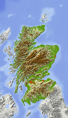 Wall Mural - Scotland, shaded relief map