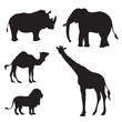 exotic african animals silhouette vector