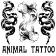 vector illustration snake and fish tattoo